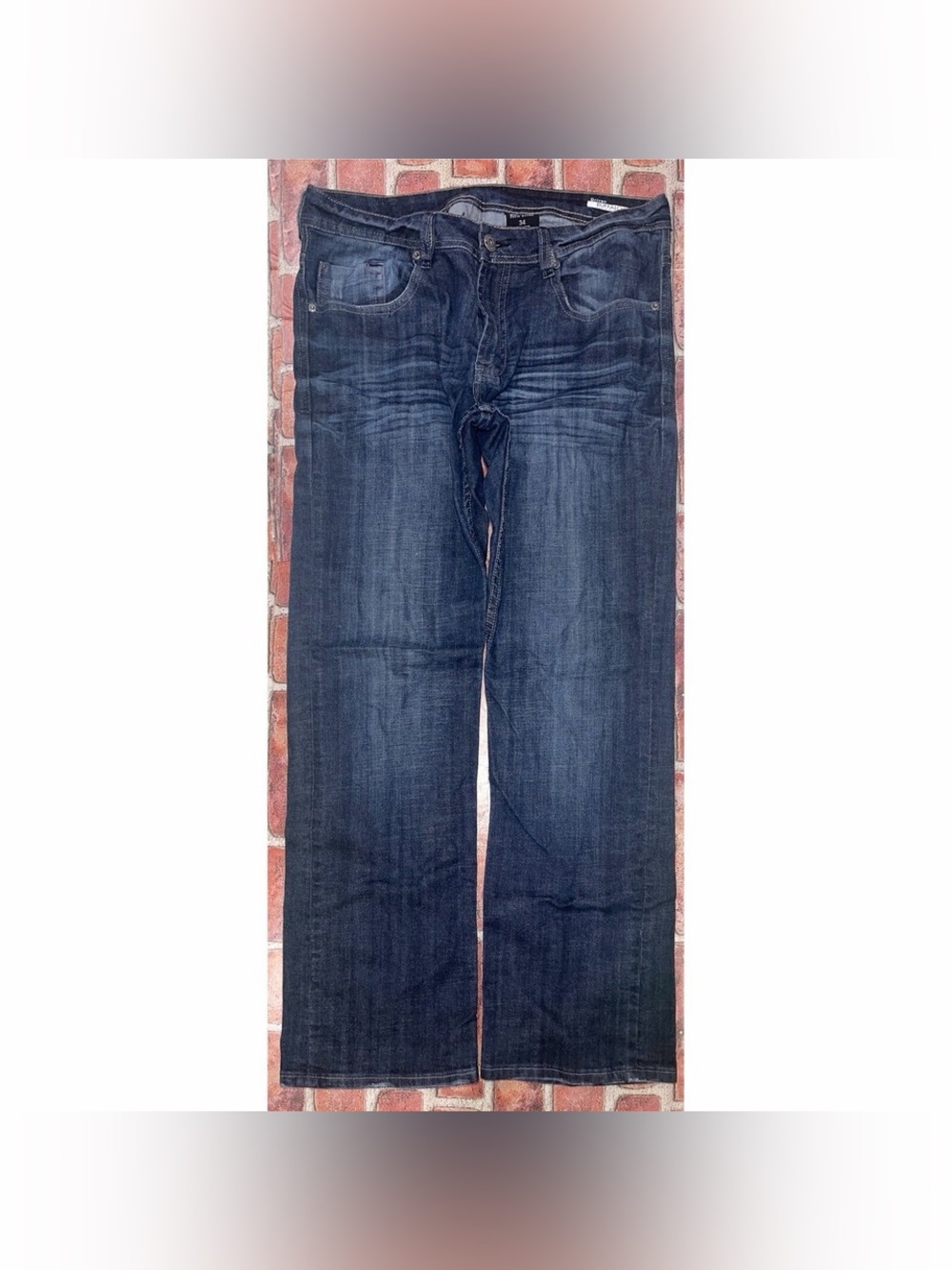 Pre-Owned Buffalo David Bitton Driven Straight Denim Blue Jeans Dark Wash Sz 34